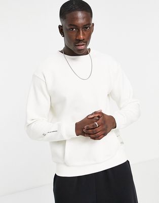 Pull & Bear crew neck sweat with pocket and label detail in white