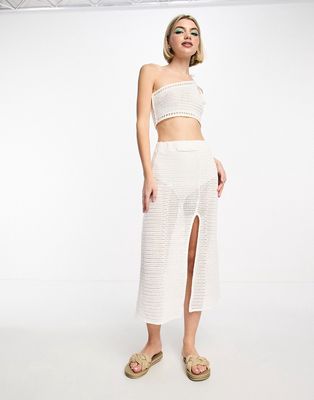 Pull & Bear crochet midi skirt in white - part of a set