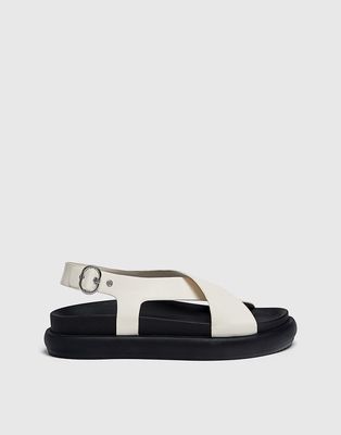 Pull & Bear crossover sandals in white