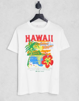 Pull & Bear Hawaii oversized graphic t-shirt in white