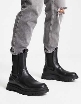 Pull & Bear high chunky tech boots in black