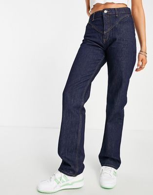 Pull & Bear high waist straight leg jeans in blue - part of a set