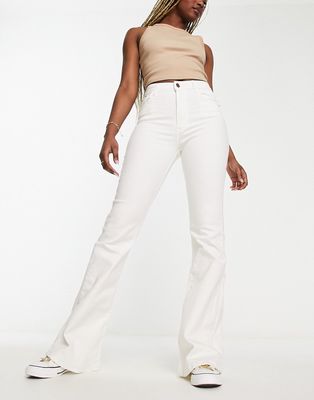 Pull & Bear high waisted flared jeans in white