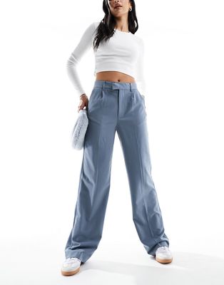 Pull & Bear high waisted tailored pants in blue