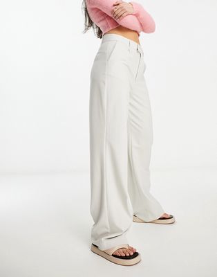 Pull & Bear high waisted tailored pants in ice white-Neutral