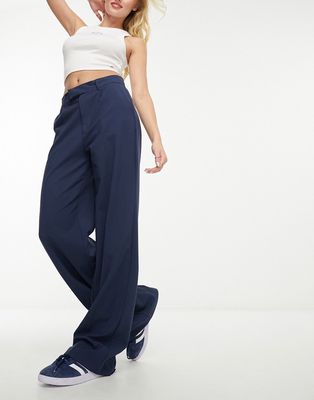 Pull & Bear high waisted tailored pants in navy