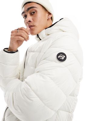 Pull & Bear hooded padded jacket in white