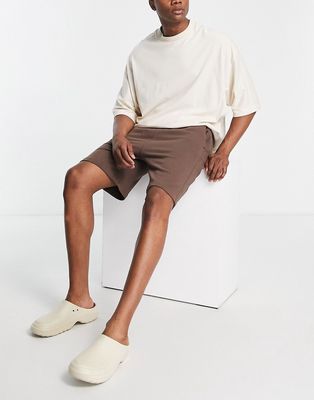 Pull & Bear jersey shorts in brown