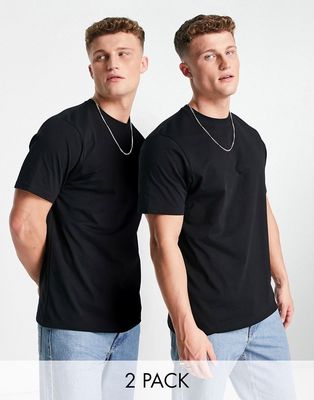 Pull & Bear Join Life 2-pack t-shirt in black