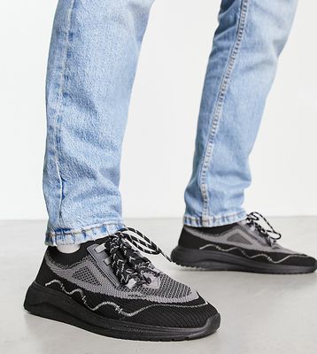 Pull & Bear knit racer sneakers in black exclusive at ASOS