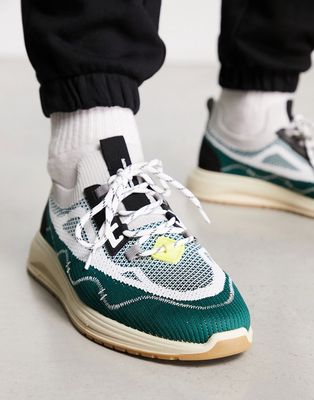 Pull & Bear knit racer sneakers in green