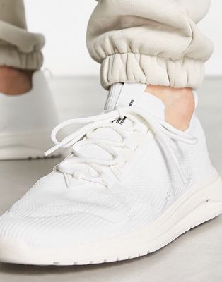 Pull & Bear knit racer sneakers in white exclusive at ASOS
