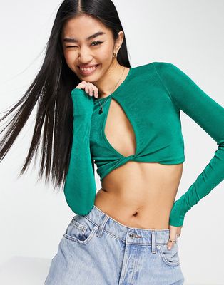 Pull & Bear knot front cut out top in green