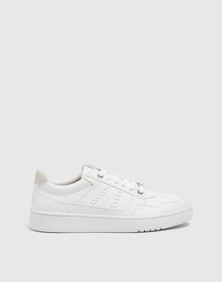 Pull & Bear lace-up chunky sneakers in white