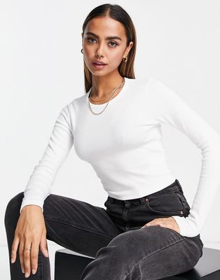 Pull & Bear long sleeve T-shirt in white