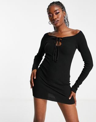 Pull & Bear long sleeved mini dress in black