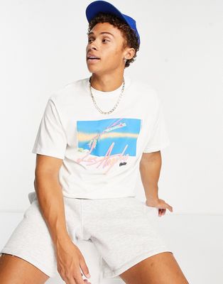 Pull & Bear los angeles city print t-shirt in white