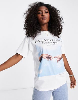 Pull & Bear Michel Angelo oversized graphic t-shirt in white