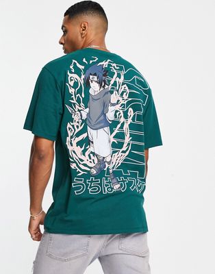 Pull & Bear Naruto sasuke T-shirt in gray