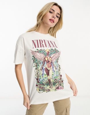Pull & Bear Nirvana graphic t-shirt in white