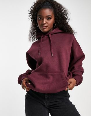 Pull & Bear oversized hoodie in burgundy-Red