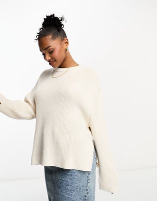 Pull & Bear oversized knit sweater in ecru-Neutral