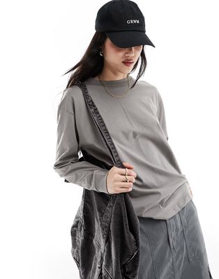 Pull & Bear oversized long sleeved t-shirt in pale gray