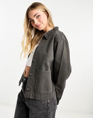 Pull & Bear oversized utility jacket in washed gray - part of a set-Green