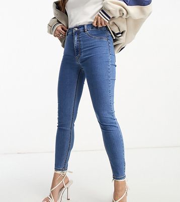 Pull & bear Petite high waisted skinny jeans in mid blue
