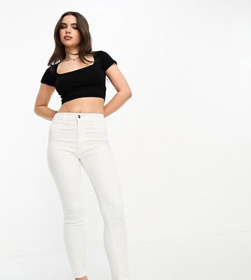 Pull & Bear Petite high waisted skinny jeans in white