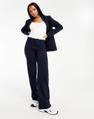 Pull & Bear pinstripe tailored pants in navy blue - part of a set