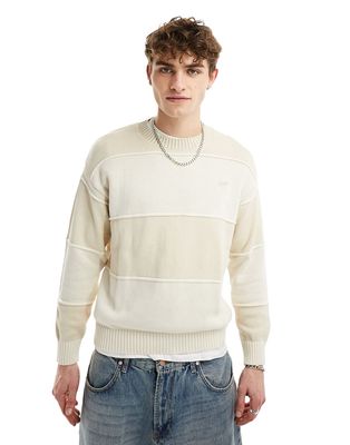 Pull & Bear piped knit sweater in light sand-Neutral