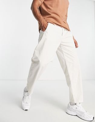 Pull & Bear pleated elasticized pants in beige-Neutral