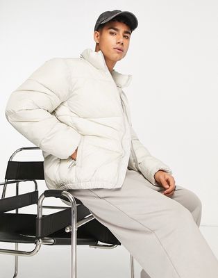Pull & Bear puffer jacket in ecru-Neutral