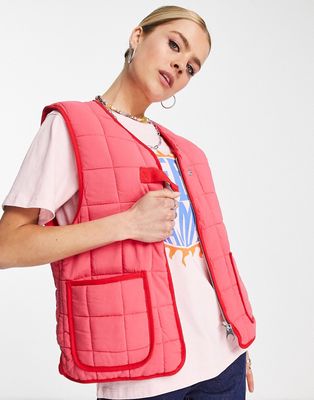 Pull & Bear quilted vest in red