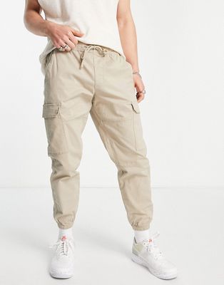 Pull & Bear relaxed fit cargo pants in stone-Neutral