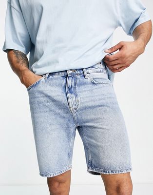 Pull & Bear relaxed fit denim shorts in blue