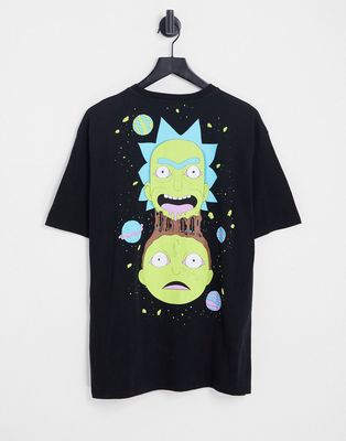 Pull & Bear rick and morty t-shirt in black
