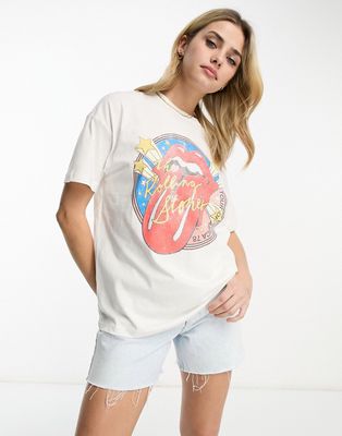 Pull & Bear Rolling Stones graphic t-shirt in white