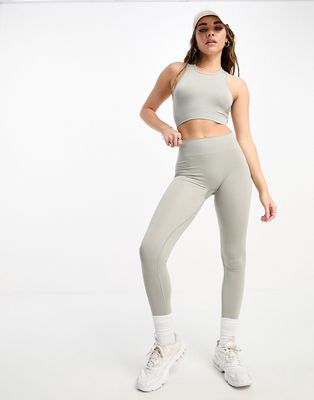 Pull & Bear seamless high waisted leggings in gray - part of a set