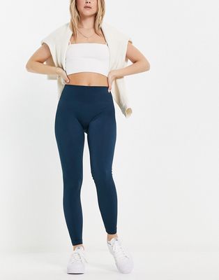 Pull & Bear seamless ribbed leggings in navy - part of a set