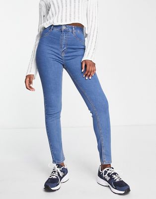 Pull & Bear skinny high waist jeans in medium blue