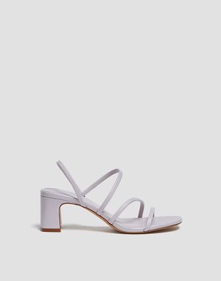 Pull & Bear strappy mid block heeled sandal in lilac-Purple