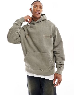 Pull & Bear STWD hoodie in washed gray
