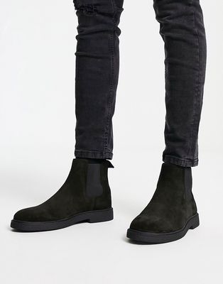 Pull & Bear suede chelsea boots in black
