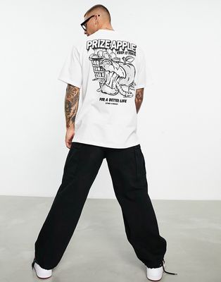 Pull & Bear T-shirt with bad apple back print in white
