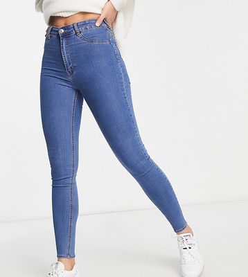 Pull & Bear tall super skinny high waisted jeans in medium blue