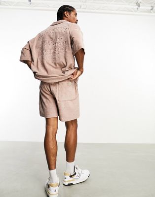 Pull & Bear terrycloth shorts in pink - part of a set