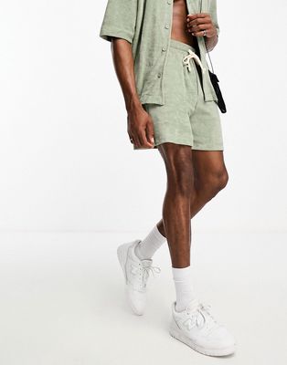 Pull & Bear towelling short in mint - part of a set-Green