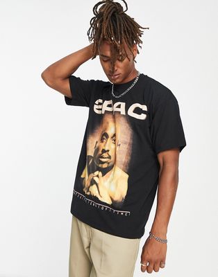 Pull & Bear tupac until the end T-shirt in black